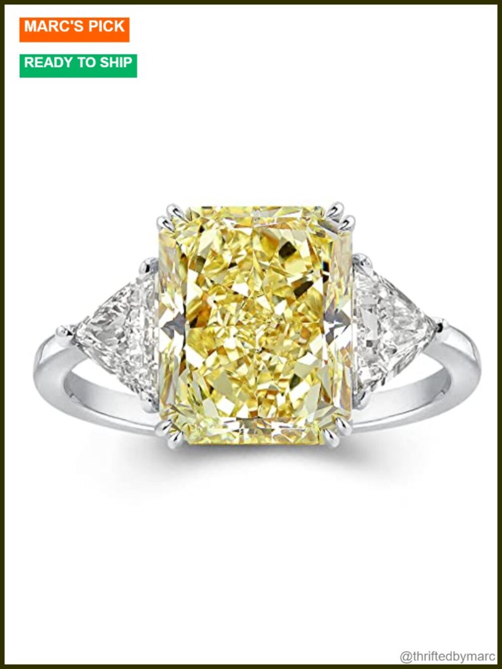 Sterling Silver 3-Stone Radiant Promise Ring 4CT Engagement